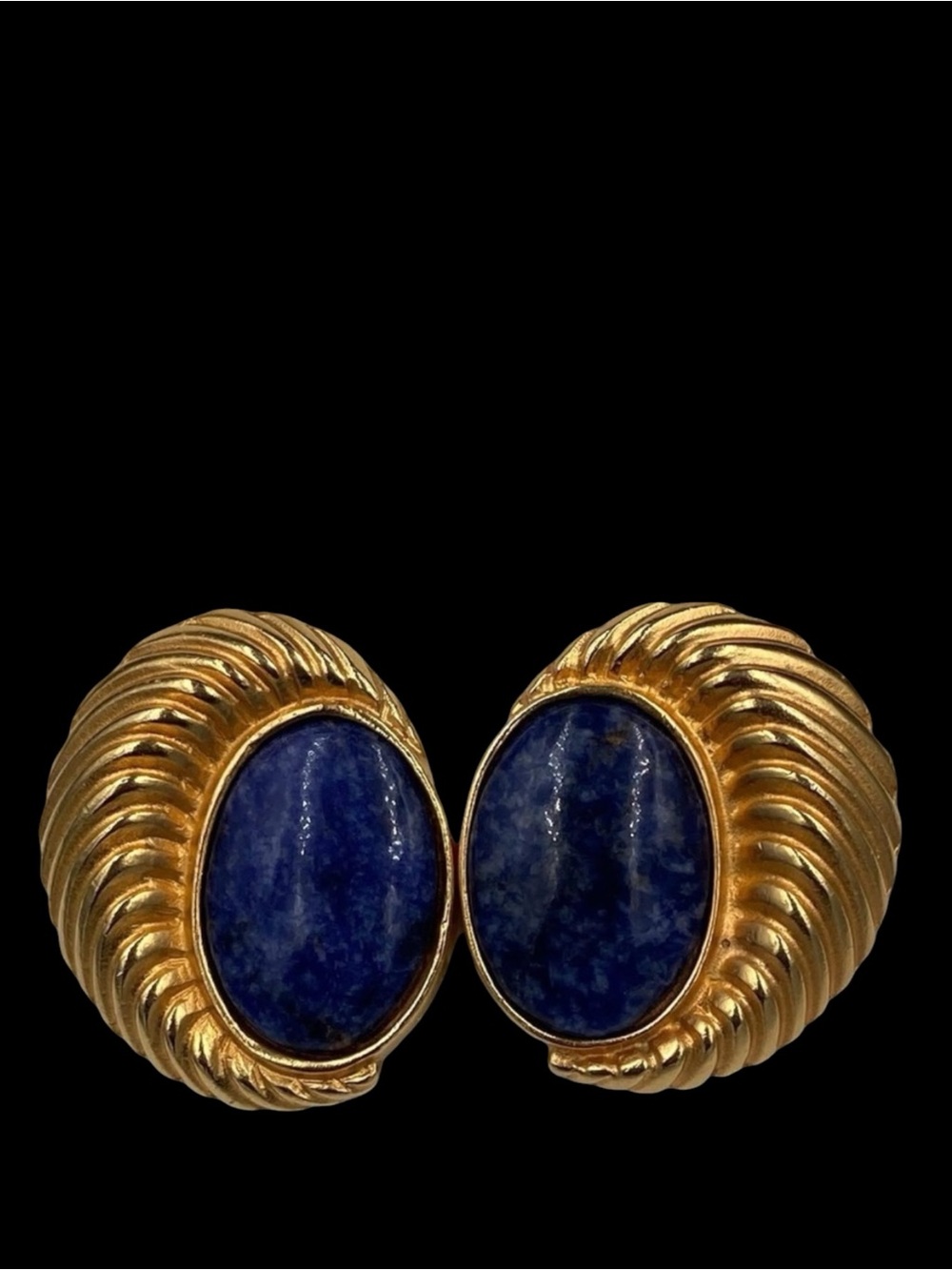 Huge Vintage Lapis Glass 1980’s Clip Earrings